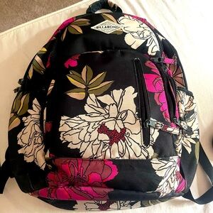 Billabong Women's Floral Backpack - Black, Pink, and White